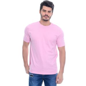 Camiseta Masculina Manga Curta Gola Redonda Básica Rosa