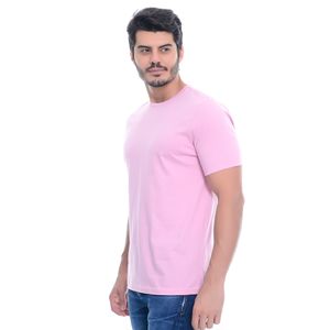 Camiseta Masculina Manga Curta Gola Redonda Básica Rosa