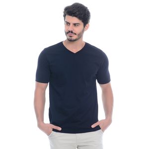 Camiseta Básica Gola V Preto