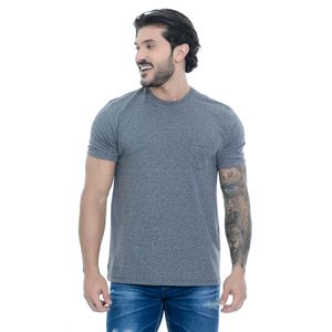 Camiseta Básica Com Bolso Mescla Carvão