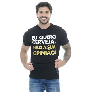 Camiseta Estampada Eu Quero Cerveja Preta