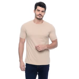 Camiseta Masculina Manga Curta Gola Redonda Básica Bege