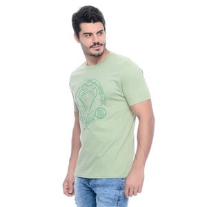 Camiseta Masculina Manga Curta Gola Redonda Estampada Harry Potter Sonserina Verde