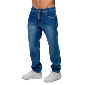 Calça Jeans Slim Masculina Básica Elastano Azul