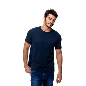 Camiseta Masculina Manga Curta Gola Redonda Casual Básica Marinho