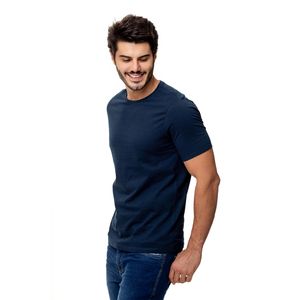 Camiseta Masculina Manga Curta Gola Redonda Casual Básica Marinho