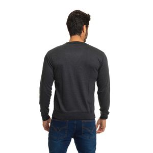 Suéter Masculino Tricô Premium Casual Lisa Gola Redonda Mescla Preto