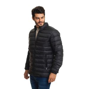 Jaqueta Puffer Acolchoada Masculina Sem Capuz Preto