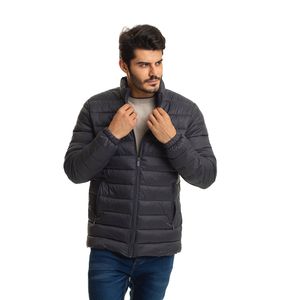 Jaqueta Puffer Acolchoada Masculina Sem Capuz Chumbo