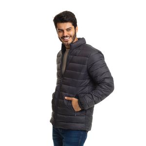 Jaqueta Puffer Acolchoada Masculina Sem Capuz Chumbo