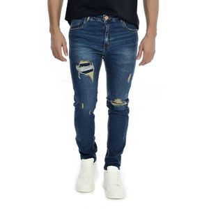 Calça Jeans Masculina Destroyed Skinny Azul