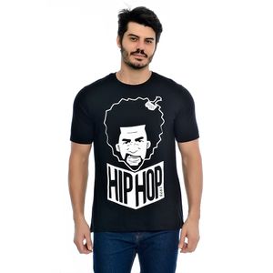 Camiseta Masculina Manga Curta Gola Redonda Hip Hop Preta