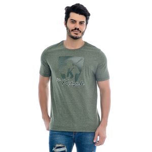 Camiseta Masculina Manga Curta Gola Redonda Mr Kitsch Mescla Verde