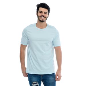 Camiseta Masculina Básica Manga Curta Gola Redonda Azul Claro