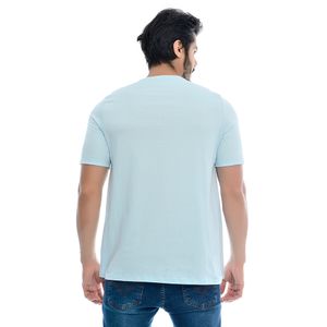 Camiseta Masculina Básica Manga Curta Gola Redonda Azul Claro