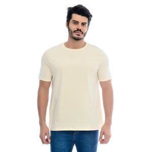 Camiseta Masculina Básica Manga Curta Gola Redonda Marfim