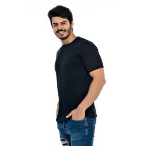 Camiseta Masculina Básica Manga Curta Gola Redonda Preta