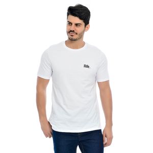 Camiseta Masculina Manga Curta Gola Redonda Estampada Frente E Costa Streetwear Apparel Branco