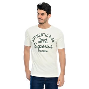 Camiseta Masculina Manga Curta Gola Redonda Estampada Authentic Superior Off White