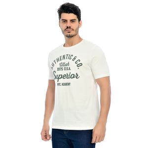 Camiseta Masculina Manga Curta Gola Redonda Estampada Authentic Superior Off White