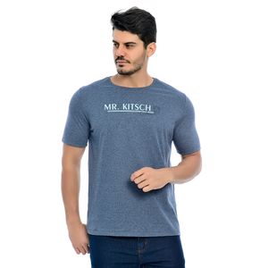 Camiseta Masculina Manga Curta Gola Redonda Estampada Mr Kitsch Classic Mescla Azul