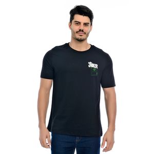 Camiseta Masculina Manga Curta Gola Redonda Estampada Frente e Verso The Joker Preto