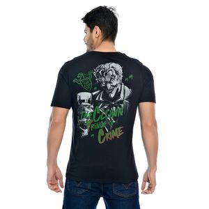 Camiseta Masculina Manga Curta Gola Redonda Estampada Frente e Verso The Joker Preto