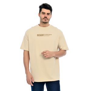 Camiseta Oversized Masculina Manga Curta Gola Redonda Estampada Frente e Verso Desert