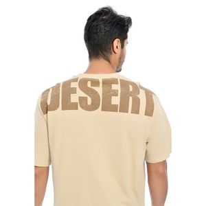 Camiseta Oversized Masculina Manga Curta Gola Redonda Estampada Frente e Verso Desert