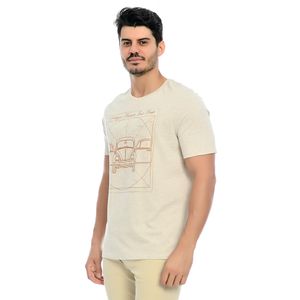 Camiseta Masculina Manga Curta Gola Redonda Estampada Fusca Marfim