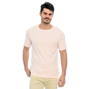 Camiseta Masculina Básica Manga Curta Gola Redonda Rosa Claro