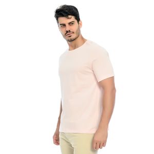 Camiseta Masculina Básica Manga Curta Gola Redonda Rosa Claro