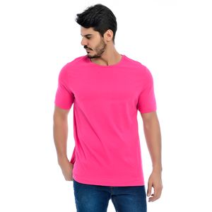 Camiseta Básica Masculina Gola Redonda Manga Curta Pink