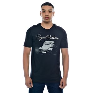 Camiseta Masculina Com Estampa Fusca Original Collection Gola Redonda Preta