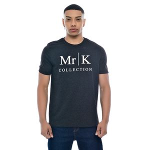 Camiseta Masculina com Estampa Mr Kitsch Em Alto Relevo Gola Redonda Mescla Preto