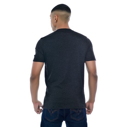 Camiseta Masculina com Estampa Mr Kitsch Em Alto Relevo Gola Redonda Mescla Preto