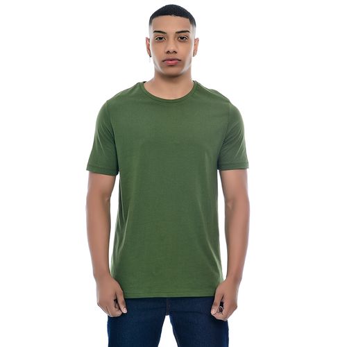 Camiseta Masculina Básica Gola Redonda Musgo