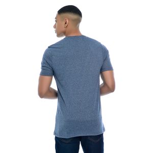 Camiseta Masculina Gola Redonda Básica Mescla Azul