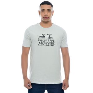 Camiseta Masculina com Estampa Vintage Cycling Prata