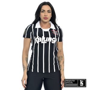 Camisa Polo Retrô Corinthians Kalunga Feminina S/N Preto