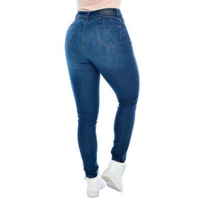 Calça Jeans Feminina Skinny Azul Escuro Com Puídos