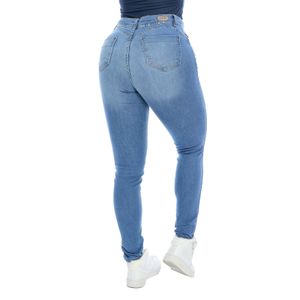 Calça Jeans Feminina Skinny Azul Claro com Puídos