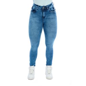 Calça Jeans Feminina Skinny Azul Claro Estonado