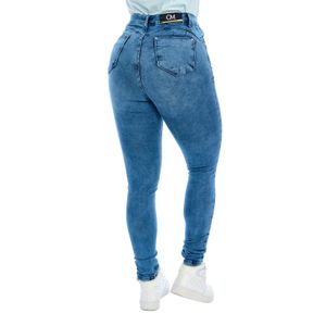 Calça Jeans Feminina Skinny Azul Claro Estonado