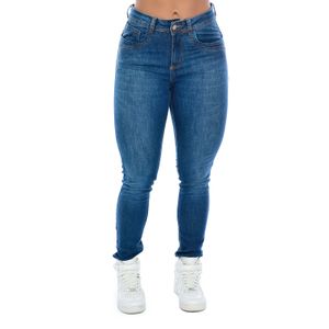 Calça Jeans Feminina Skinny Levanta Bumbum Azul Escuro Estonado