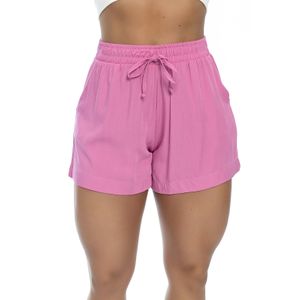 Shorts Feminino Casual Malha Cós Elástico Fucsia