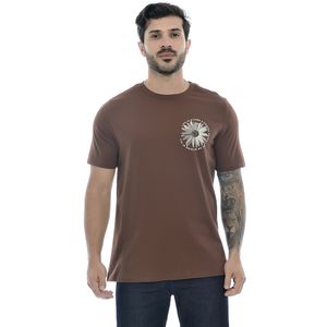 Camiseta Masculina Com Estampa Frente e Verso Flor Marrom