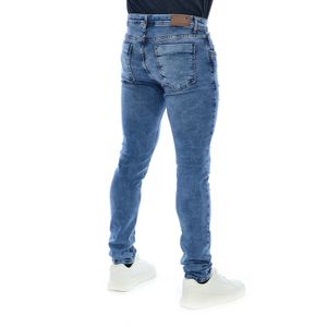 Calça Jeans Escuro Masculina Skinny com Puídos laterais