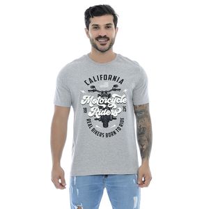 Camiseta Masculina Com Estampa California Mescla Cinza