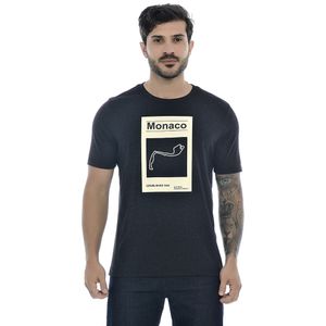 Camiseta Masculina Com Estampa Monaco Mescla Preto